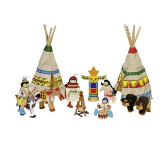 Goki σετ με ινδιάνους ξύλινο 14 τεμαχίων.