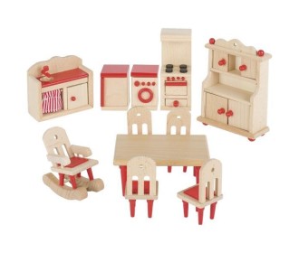 Goki σετ κουζίνας ξύλινο 11 τεμαχίων για κουκλόσπιτο.