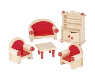 Goki σετ σαλόνι ξύλινο 5 τεμαχίων για κουκλόσπιτο.