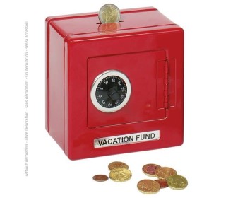 Κουμπαράς μεταλλικός κόκκινος με συνδυασμό Υ13,5x13,5x9,7εκ.