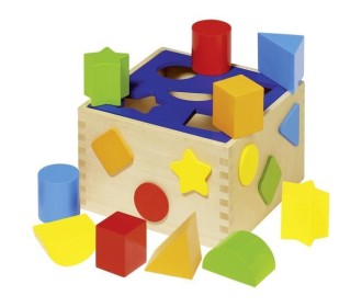 Goki κύβος ταξινόμησης σχημάτων ξύλινος 16x10εκ. 10 τεμαχία.