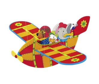 Goki εκκρεμές ξύλινο αεροπλάνο με ζωάκια 54εκ.