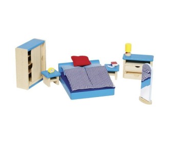 Goki σετ κρεβατοκάμαρας ξύλινο 14 τεμαχίων για κουκλόσπιτο.