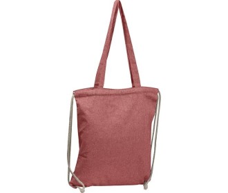 Τσάντα από ανακυκλωμένο βαμβάκι με μακρύ χερούλι και ιμάντες πλάτης κόκκινη Υ42x37,5x3εκ. Δυνατότητα εκτύπωσης