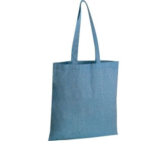 Τσάντα από ανακυκλωμένο βαμβάκι με μακρύ χερούλι μπλε Υ42x37,5x2εκ. Δυνατότητα εκτύπωσης
