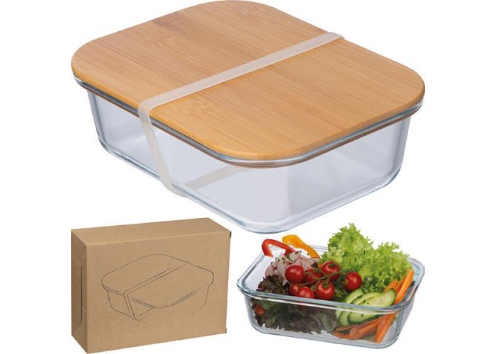 Lunch box γυάλινο με καπάκι bamboo19,9x15x6,5εκ.