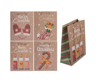 Χάρτινες τσάντες χριστουγεννιάτικες Merry Christmas Υ23x18x8εκ.