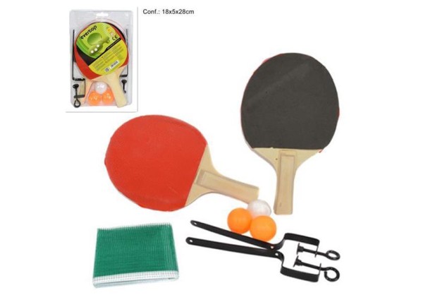 Σετ 2 ρακέτες πινγκ-πόνγκ με 3 μπαλάκια και φιλέ Σετ 2 ρακέτες πινγκ-πόνγκ με 3 μπαλάκια και φιλέ