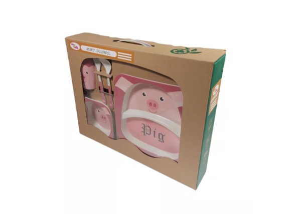 Σετ φαγητού 5 τμχ από bamboo «Pig»