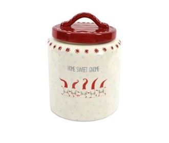 Χριστουγεννιάτικο διακοσμητικό κουτί για μπισκότα κεραμικό Υ19xØ14,5εκ.