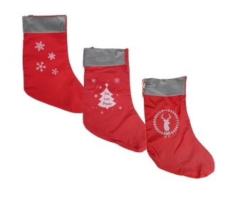 Χριστουγεννιάτικη διακοσμητική κάλτσα κόκκινη 48εκ. κοκτέηλ