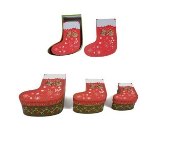 Χριστουγεννιάτικο διακοσμητικό κουτί κάλτσα χάρτινο σετ 3τεμ.