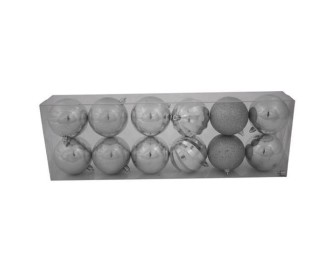Χριστουγεννιάτικες μπάλες πλαστικές ασημί 12τεμ., Ø8εκ. Χριστουγεννιάτικες μπάλες πλαστικές ασημί 12τεμ., Ø8εκ.