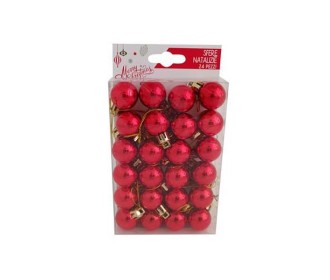 Χριστουγεννιάτικες μπαλίτσες πλαστικές κόκκινες 24τεμ., Ø2,5εκ.