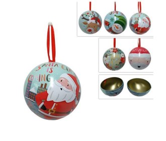 Χριστουγεννιάτικες μπάλες-κουτιά Ø10εκ. μεταλλικές κοκτέηλ 5 σχέδια Χριστουγεννιάτικες μπάλες-κουτιά Ø10εκ. μεταλλικές κοκτέηλ 5 σχέδια