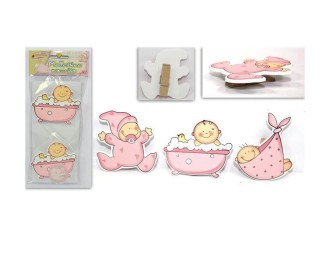 Ξύλινο διακοσμητικό γέννησης ροζ 2τεμ. σε blister Ξύλινο διακοσμητικό γέννησης ροζ 2τεμ. σε blister