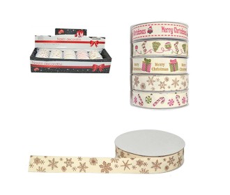 Κορδέλα χριστουγεννιάτικη αστέρια 1.5εκ. x 1,8 μέτρα, 5 χρώματα