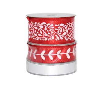 Κορδέλες χριστουγεννιάτικες σατέν κόκκινο-άσπρο σετ 3τεμ.