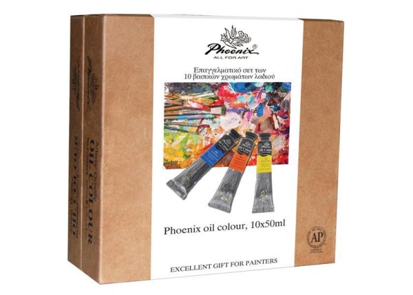 Phoenix επαγγελματικό σετ χρωμάτων λαδιού, 10 τεμάχια, 50ml/τεμ.