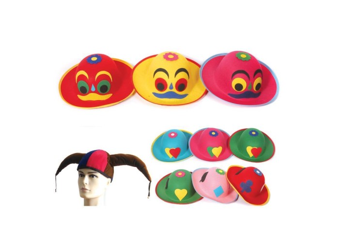 Καπέλα τσόχινα κλόουν σε διάφορα χρώματα Καπέλα τσόχινα κλόουν σε διάφορα χρώματα