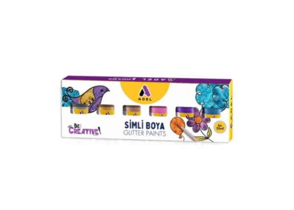 Adel σετ 6 ακρυλικών χρωμάτων Glitter, 25ml ανά χρώμα Adel σετ 6 ακρυλικών χρωμάτων Glitter, 25ml ανά χρώμα
