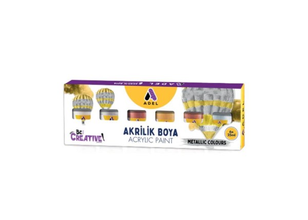 Adel σετ 6 ακρυλικών χρωμάτων Metallic, 25ml ανά χρώμα Adel σετ 6 ακρυλικών χρωμάτων Metallic, 25ml ανά χρώμα