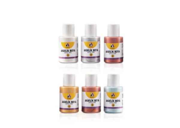 Adel σετ 6 ακρυλικών χρωμάτων Metallic, 25ml ανά χρώμα