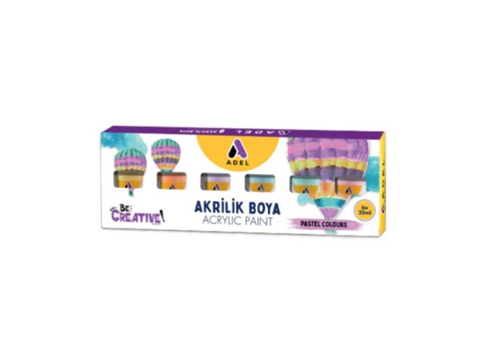 Adel σετ 6 ακρυλικών χρωμάτων Pastel, 25ml ανά χρώμα Adel σετ 6 ακρυλικών χρωμάτων Pastel, 25ml ανά χρώμα