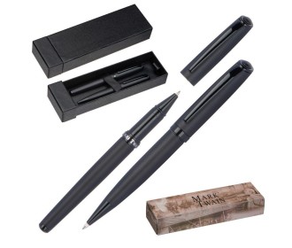 Σετ 2 στυλό πολυτελείας μαύρα, από μέταλλο Υ14,4xØ1,1εκ.