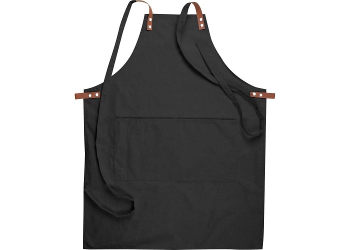 Ποδιά barista - σερβιτόρου από βαμβάκι, μαύρη Υ88x66x5εκ.