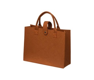 Τσάντα χειρός από τσόχα καφέ με χερούλια δερματίνης Υ41,5x43,5x9εκ.