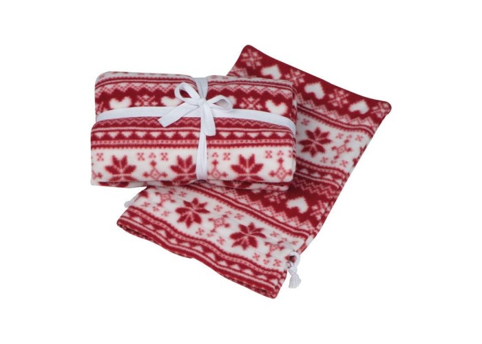 Xριστουγεννιάτικη κουβέρτα fleece κόκκινη 130χ170εκ.