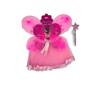 Σετ νεράιδα ροζ με τουτου, φτερά και ραβδί