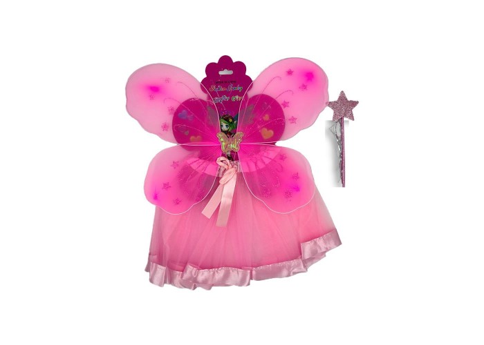 Σετ νεράιδα ροζ με τουτου, φτερά και ραβδί