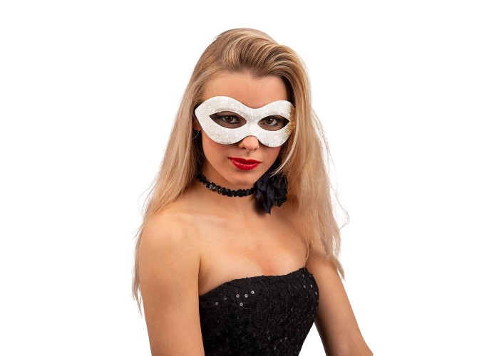 Μάσκα προσώπου glitter λευκή