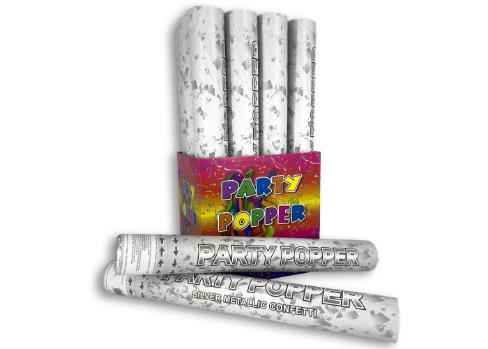 Φαντασμαγορικός κύλινδρος μεταλλιζέ ασημί 40εκ.