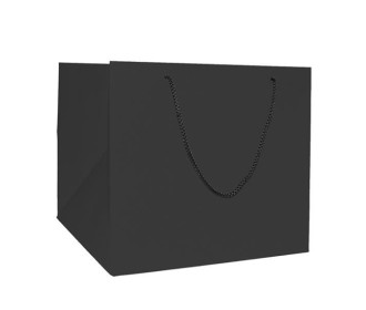 Next χάρτινη τσάντα μαύρη με κορδόνι Υ29x33x33εκ. πιέτα