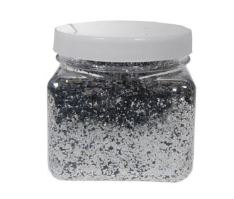 Χρυσόσκονη σε νιφάδες 1χιλ. ασημί 200gr. Χρυσόσκονη σε νιφάδες 1χιλ. ασημί 200gr.