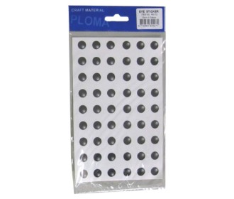 Μάτια αυτοκόλλητα 15χιλ. σε καρτέλα 54 τεμάχια