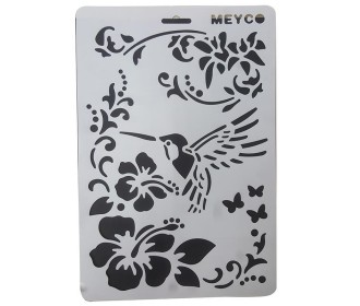 Στένσιλ απο πολυπροπυλένιο Α4 άνθη-πουλί Στένσιλ απο πολυπροπυλένιο Α4 άνθη-πουλί