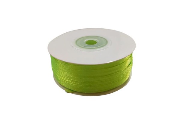Κορδέλα σατέν διπλής όψης με ούγια λαχανί fluo 3χιλ.x100μ. Κορδέλα σατέν διπλής όψης με ούγια λαχανί fluo 3χιλ.x100μ.