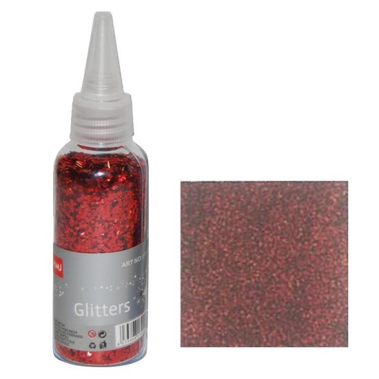 Glitter σκόνη 1/64'' σε μπουκάλι κόκκινο 40γρ. Glitter σκόνη 1/64'' σε μπουκάλι κόκκινο 40γρ.