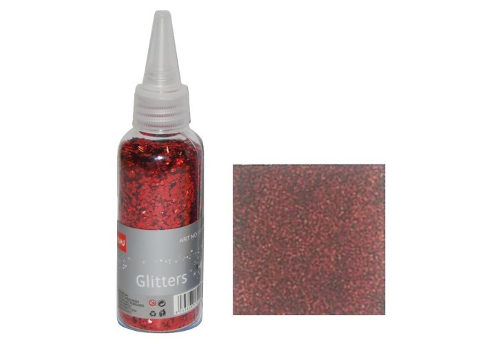 Glitter σκόνη 1/64'' σε μπουκάλι κόκκινο 40γρ. Glitter σκόνη 1/64'' σε μπουκάλι κόκκινο 40γρ.