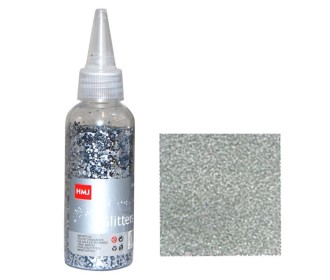 Glitter σκόνη 1/64'' σε μπουκάλι ασημί 40γρ.