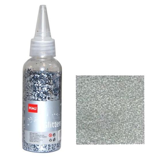 Glitter σκόνη 1/64'' σε μπουκάλι ασημί 40γρ. Glitter σκόνη 1/64'' σε μπουκάλι ασημί 40γρ.