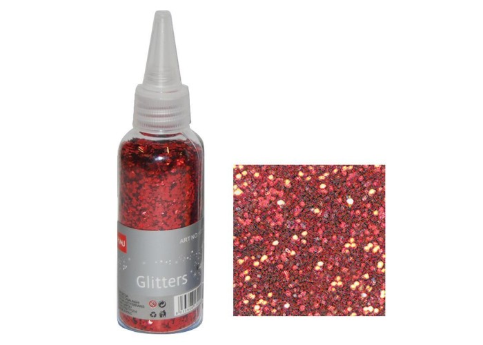 Glitter νιφάδες 1/24'' σε μπουκάλι κόκκινη 30γρ.