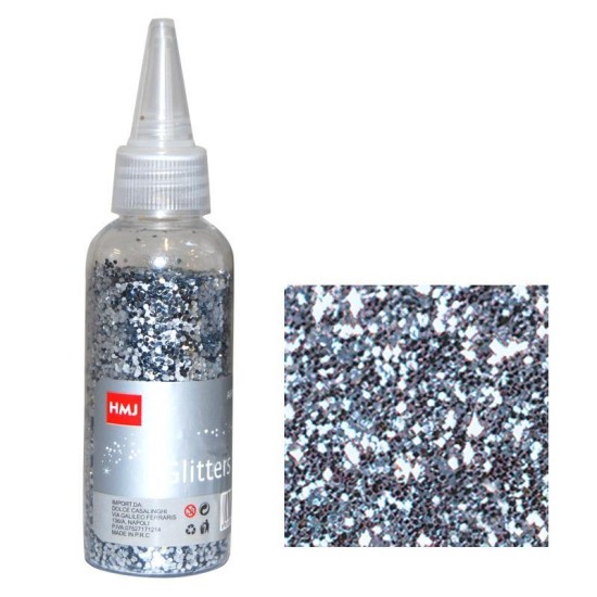 Glitter νιφάδες 1/24'' σε μπουκάλι ασημί 30γρ.