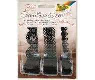 Δαντέλα βελούδινη μαύρη 3 διαφ.σχέδια, 1 μέτρο/ρολλό  σε blister