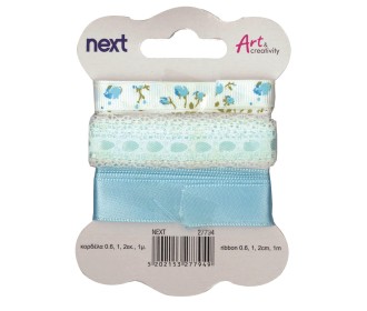 Κορδέλες γαλάζιες 3 σχέδια 0,6εκ,1εκ,2εκ. x 1 μέτρο Κορδέλες γαλάζιες 3 σχέδια 0,6εκ,1εκ,2εκ. x 1 μέτρο