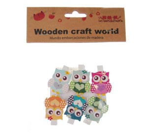 Μανταλάκια κουκουβάγια 4εκ., 6 τεμάχια